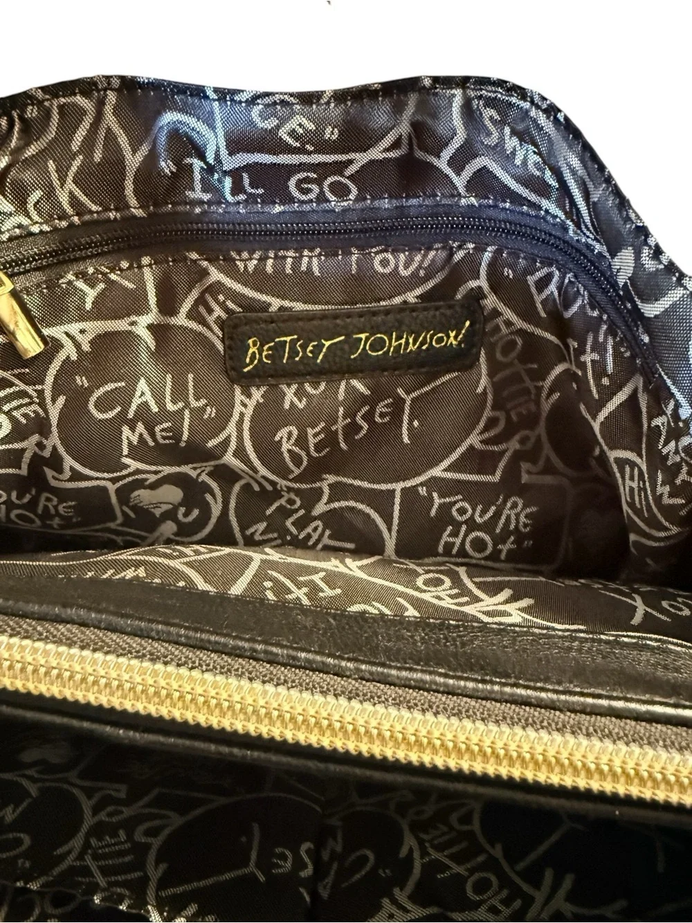 Betsey Johnson Black & Hot Pink Bow Accent Satchel Handbag